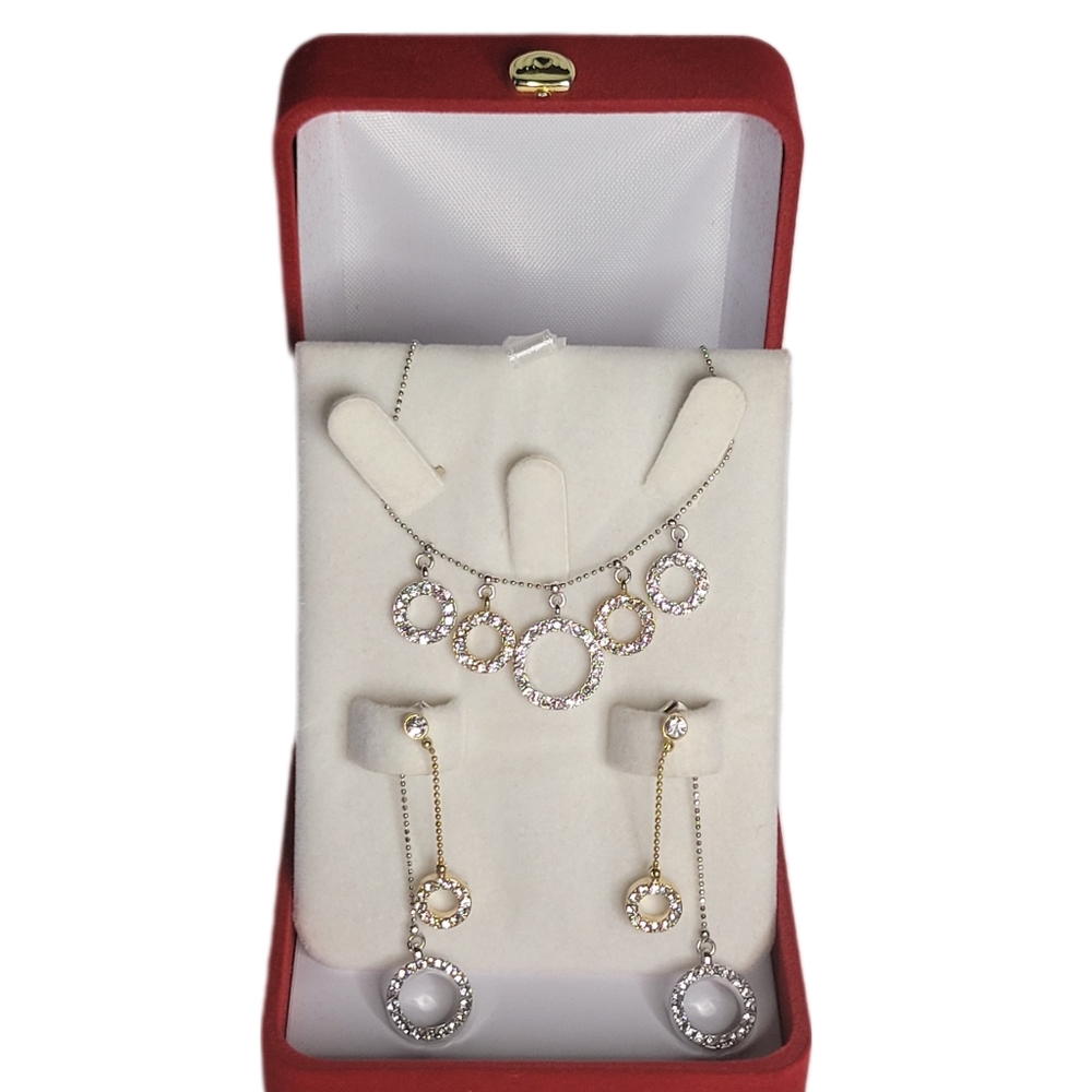 Real Silver and Gold-Plated Silver Necklace and Earring Set
